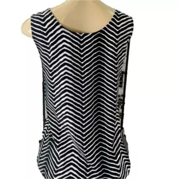 Chico's 1-M Black-White Animal Zebra Striped Print Scoop Neck Stretch Tank Top - Picture 2 of 5